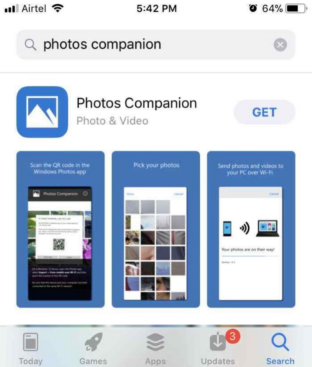  На вашем iPhone установите приложение Companion для фотографий - Photos Companion от Microsoft 